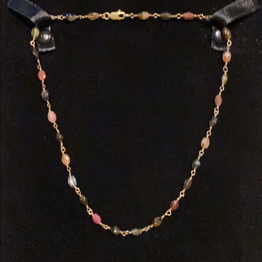Ruby, Green/Pink Tourmaline, Amethyst necklace.